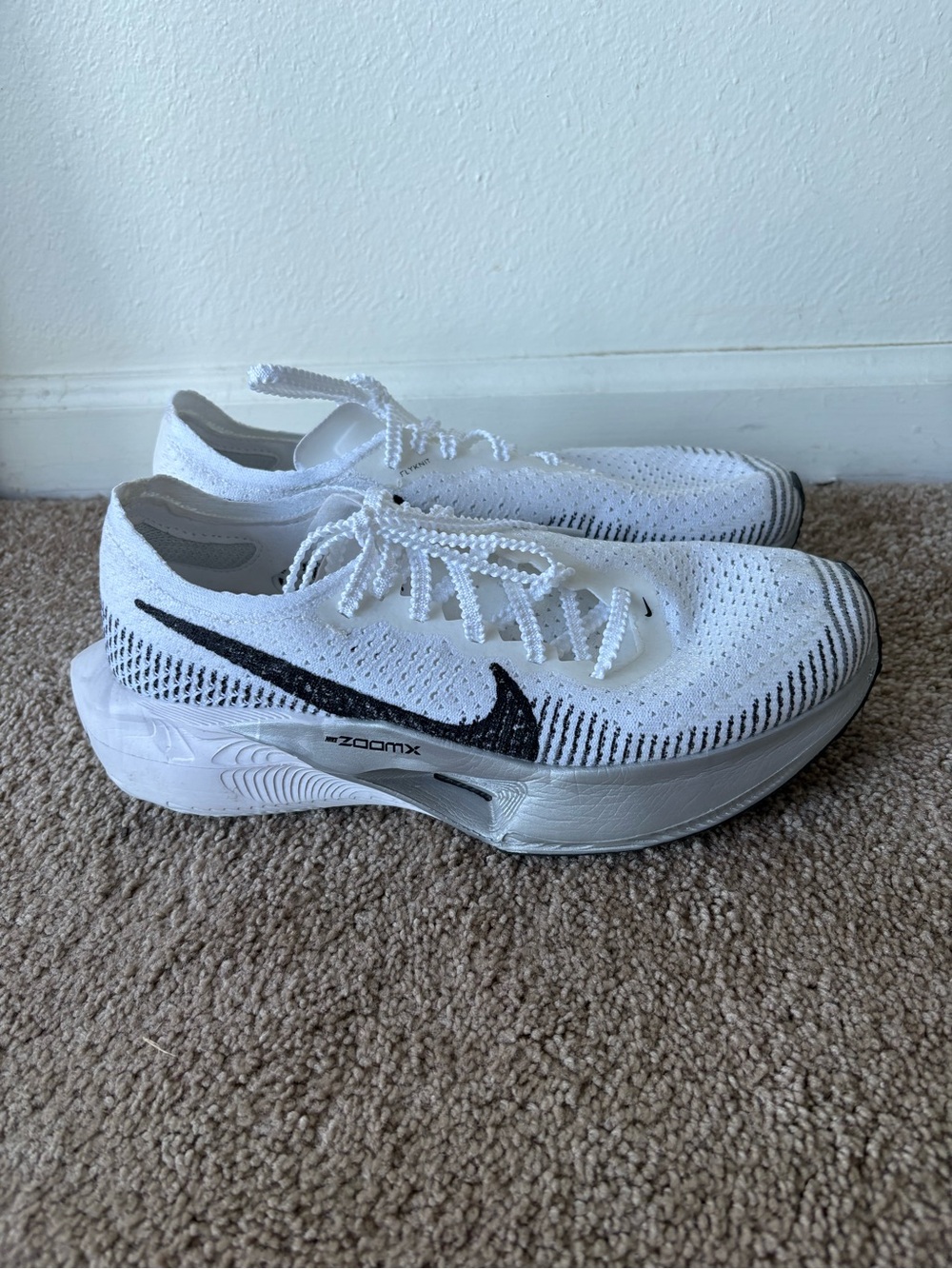 Women’s 9 Men’s 7 Nike ZoomX Vaporfly Next% 3 White & Grey Running Shoes